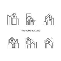 various house or building in line type image graphic icon logo design abstract concept vector stock. Can be used as a symbol associated with the property or architect or home