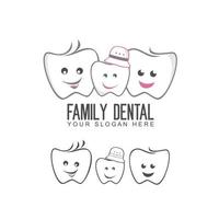 dental, dientes, diente divertido personaje de padre, madre e hijo imagen icono gráfico diseño de logotipo concepto abstracto vector stock. puede usarse como un símbolo relacionado con la salud o la familia