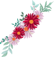 arreglo floral rojo estilo acuarela png