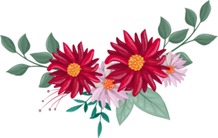 Red Flower Arrangement with watercolor style png