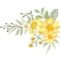 geel bloem arrangement met waterverf stijl png