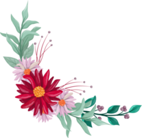 Red Flower Arrangement with watercolor style png