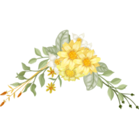 Yellow Flower Arrangement with watercolor style png