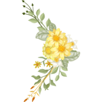 arranjo de flores amarelas com estilo aquarela png