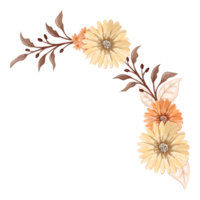 arrangement de fleurs orange avec style aquarelle png