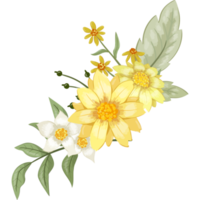 arranjo de flores amarelas com estilo aquarela png