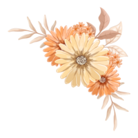 arrangement de fleurs orange avec style aquarelle png