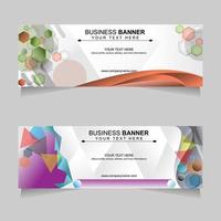 Banner with colorful hexagonal, circular and triangular shape image graphic icon logo design abstract concept vector stock. Can be used as related equipment for promotion or template