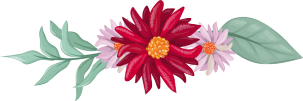 arreglo floral rojo estilo acuarela png