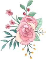 Pink flower arrangement with watercolor style png