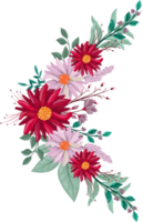 arreglo floral rojo estilo acuarela png