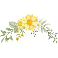 arreglo floral amarillo estilo acuarela png