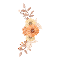 orange blomma arrangemang med vattenfärg stil png