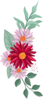 arrangement de fleurs rouges avec style aquarelle png