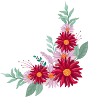 Red Flower Arrangement with watercolor style png