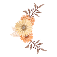 oranje bloem arrangement met waterverf stijl png