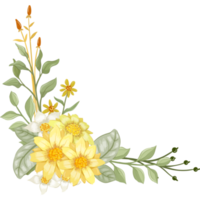 arranjo de flores amarelas com estilo aquarela png