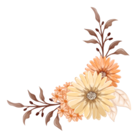 arrangement de fleurs orange avec style aquarelle png