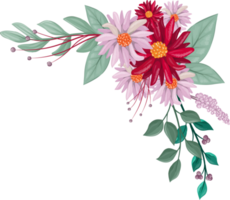 Red Flower Arrangement with watercolor style png