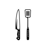 Amazing knife and scoop tools for kitchen Image graphic icon logo design abstract concept vector stock. Can be used as a symbol related to cooking.