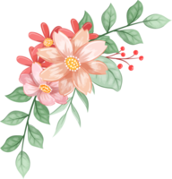 arreglo de flores de naranja con estilo acuarela png