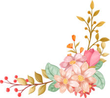 arreglo de flores de naranja con estilo acuarela png