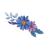 arreglo floral morado con estilo acuarela png