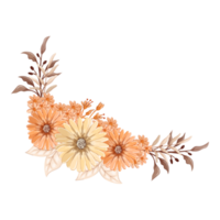 orange blomma arrangemang med vattenfärg stil png