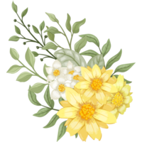 Yellow Flower Arrangement with watercolor style png