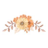 orange blomma arrangemang med vattenfärg stil png