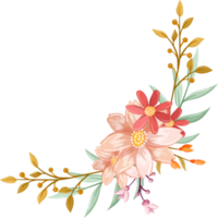 arrangement de fleurs orange avec style aquarelle png