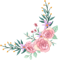 arranjo de flores rosa com estilo aquarela png