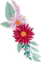 arreglo floral rojo estilo acuarela png