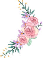 arrangement de fleurs roses avec style aquarelle png