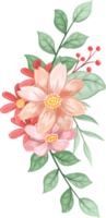 arreglo de flores de naranja con estilo acuarela png