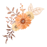 arrangement de fleurs orange avec style aquarelle png