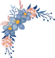 arreglo floral azul con estilo acuarela png