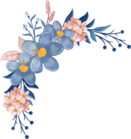 blauw bloem arrangement met waterverf stijl png