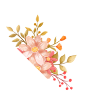 arranjo de flor de laranja rosa com estilo aquarela png