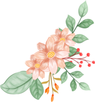 arranjo de flor de laranja rosa com estilo aquarela png