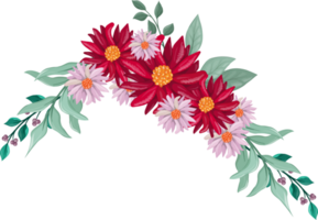 arreglo floral rojo estilo acuarela png