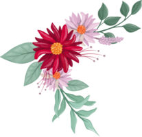 Red Flower Arrangement with watercolor style png