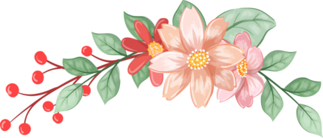 arreglo de flores de naranja con estilo acuarela png