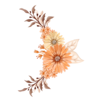 arrangement de fleurs orange avec style aquarelle png