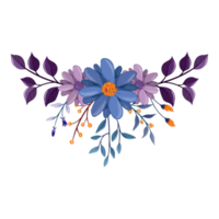 arranjo de flores roxas com estilo aquarela png