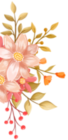 arreglo floral rosa naranja con estilo acuarela png