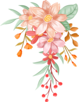 Pink Orange Flower Arrangement with watercolor style png