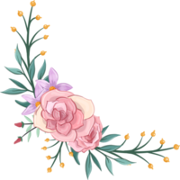 arranjo de flores rosa com estilo aquarela png