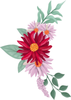 Red Flower Arrangement with watercolor style png