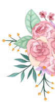 arranjo de flores rosa com estilo aquarela png